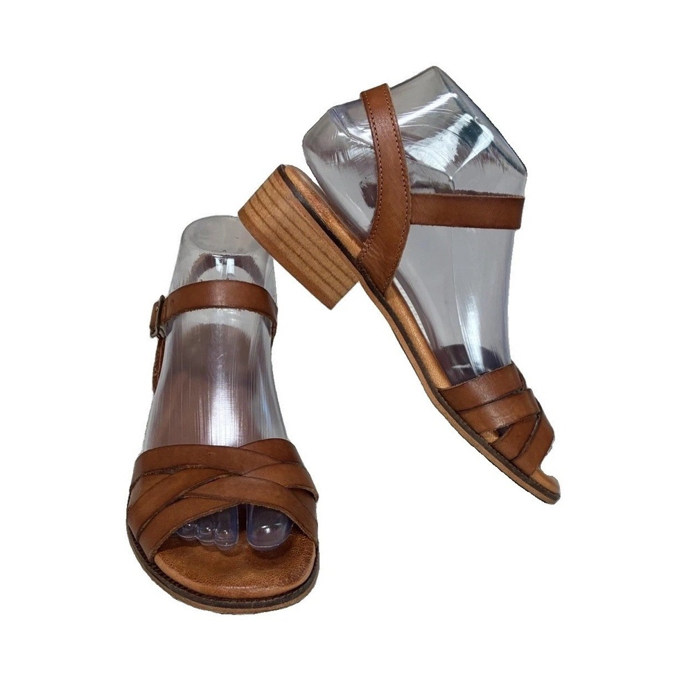 Penelope Chilvers Heeled Shepherdess Sandals Women's US 6.0 EU37 Brown Leather
